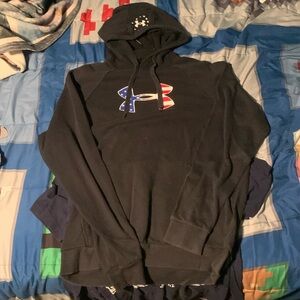 Black under armor hoodie with American flag